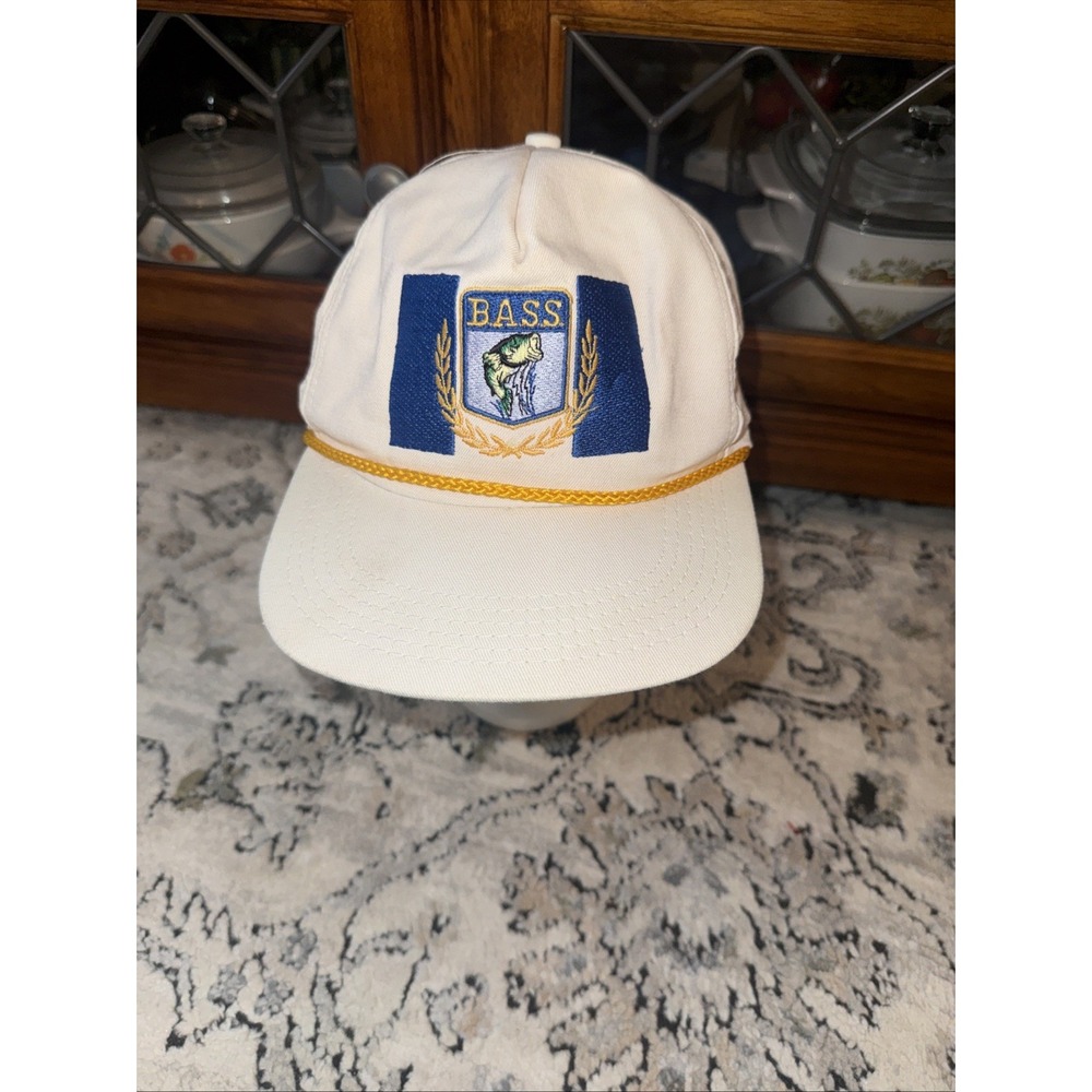 Vintage BASS Bass Anglers Sportsman Society Hat Cap Rope Snapback Made In USA